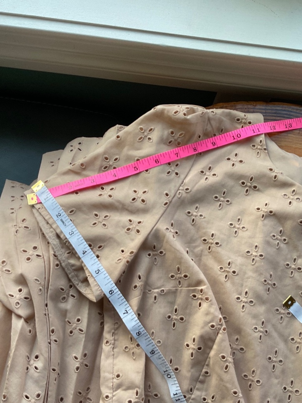 Ann Taylor Eyelet Belted Pleated Midi Dress Sz 6 - Picture 8 of 12